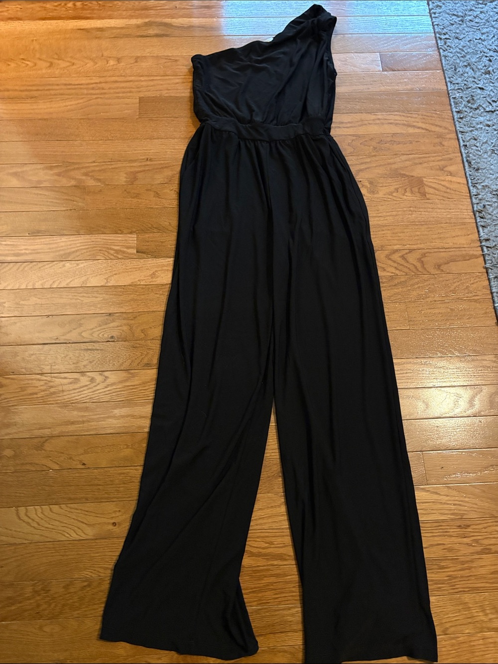 Kaileigh Black One-Shoulder Wide-Leg Jumpsuit